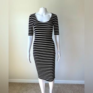 Bar lll black & white striped bodycon dress